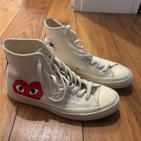 Converse Comme de Garçons High-Top Sneakers with Heart Design - Picture 1 of 5